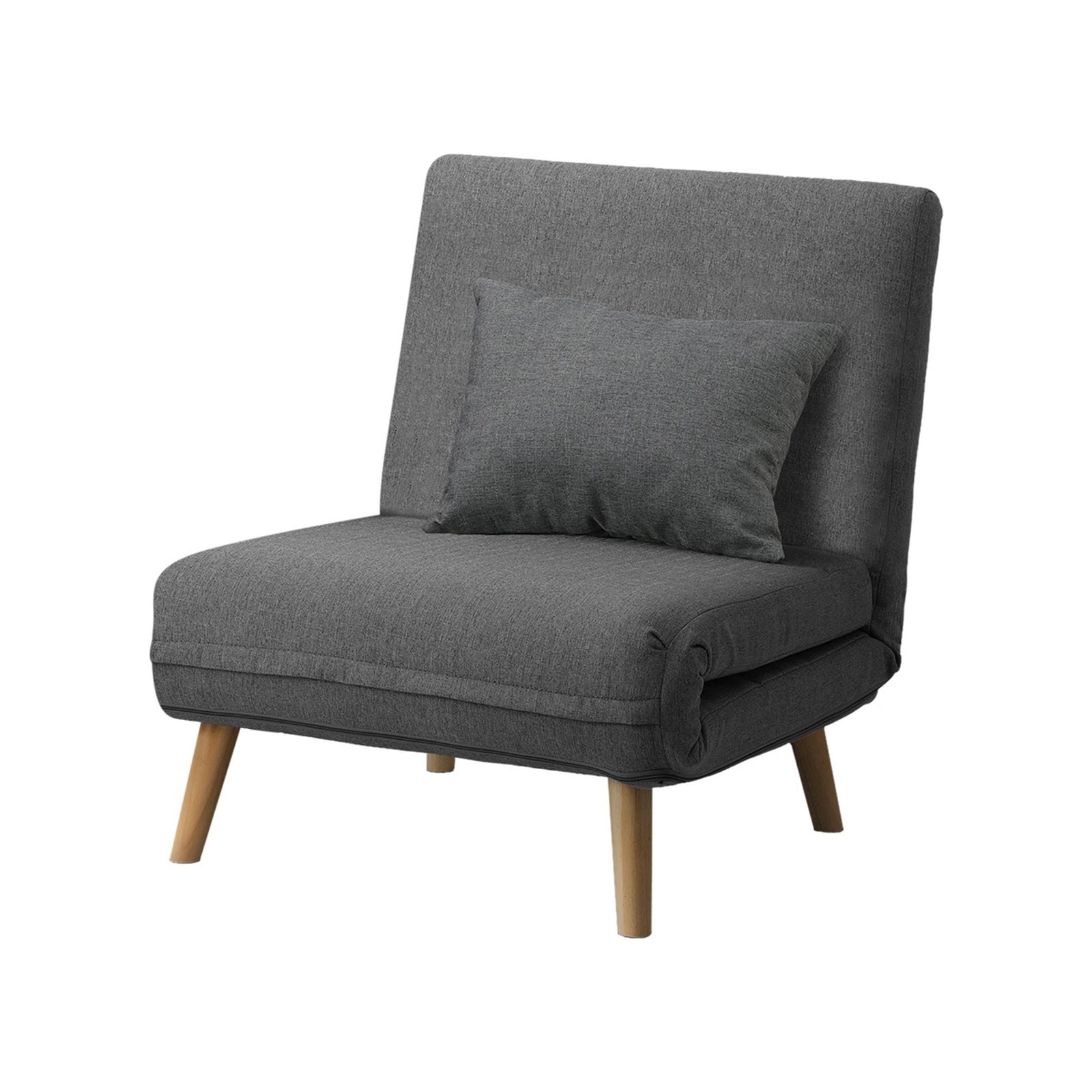 Oikiture Folding Sofa Bed Lounge Singe Chair Recliner Chaise Sherpa/Velvet/Linen - Sunyee