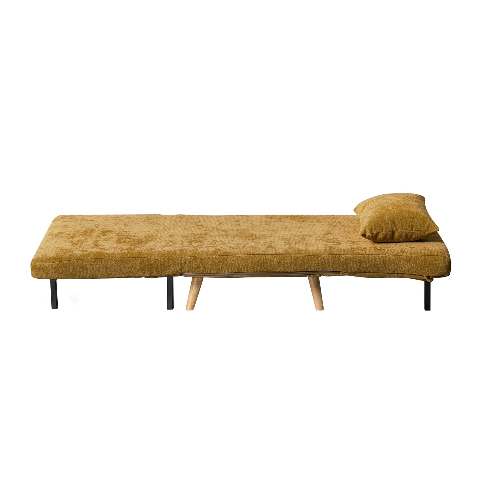 Oikiture Sofa Bed Lounge Chair Chenille Recliner Wooden Legs Single Seat Yellow - Sunyee