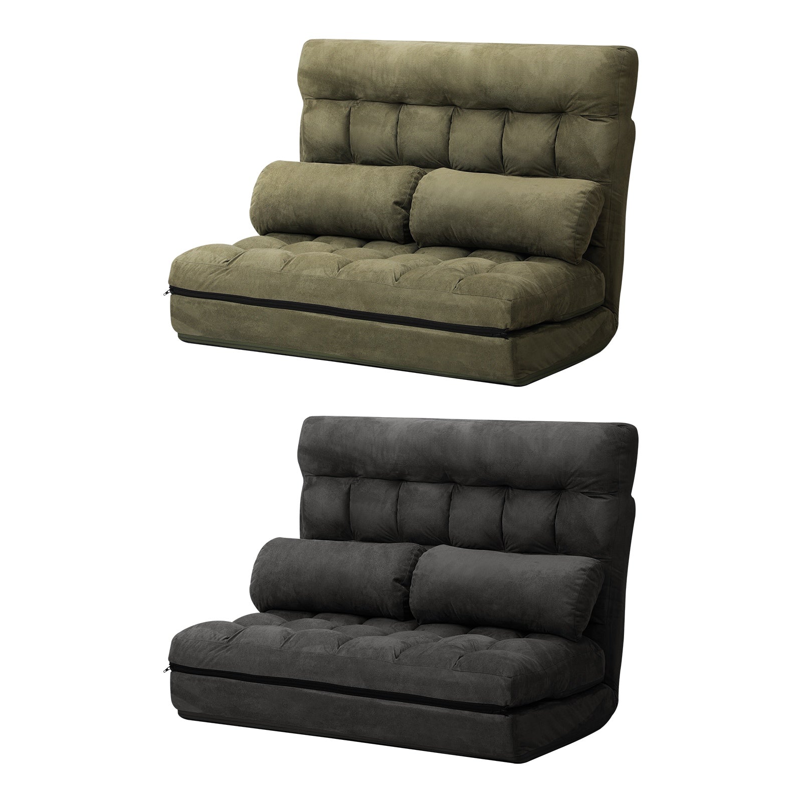 Oikiture Folding Sofa Bed Floor Lounge Recliner 2 Seater Chaise Chair Couch - Sunyee