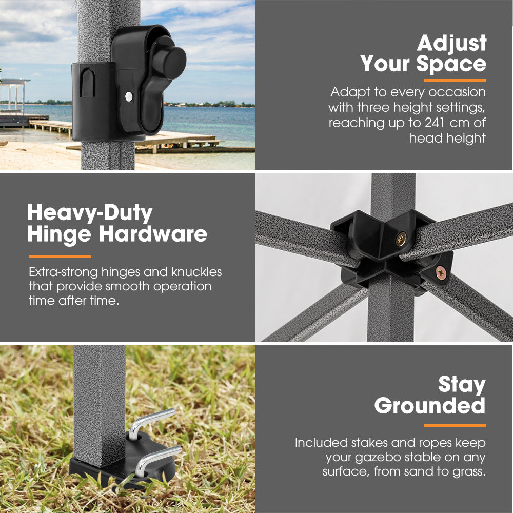 San Hima Portable Gazebo With Screen House 3m x 3m Pop Up Outdoor Camping - Sunyee