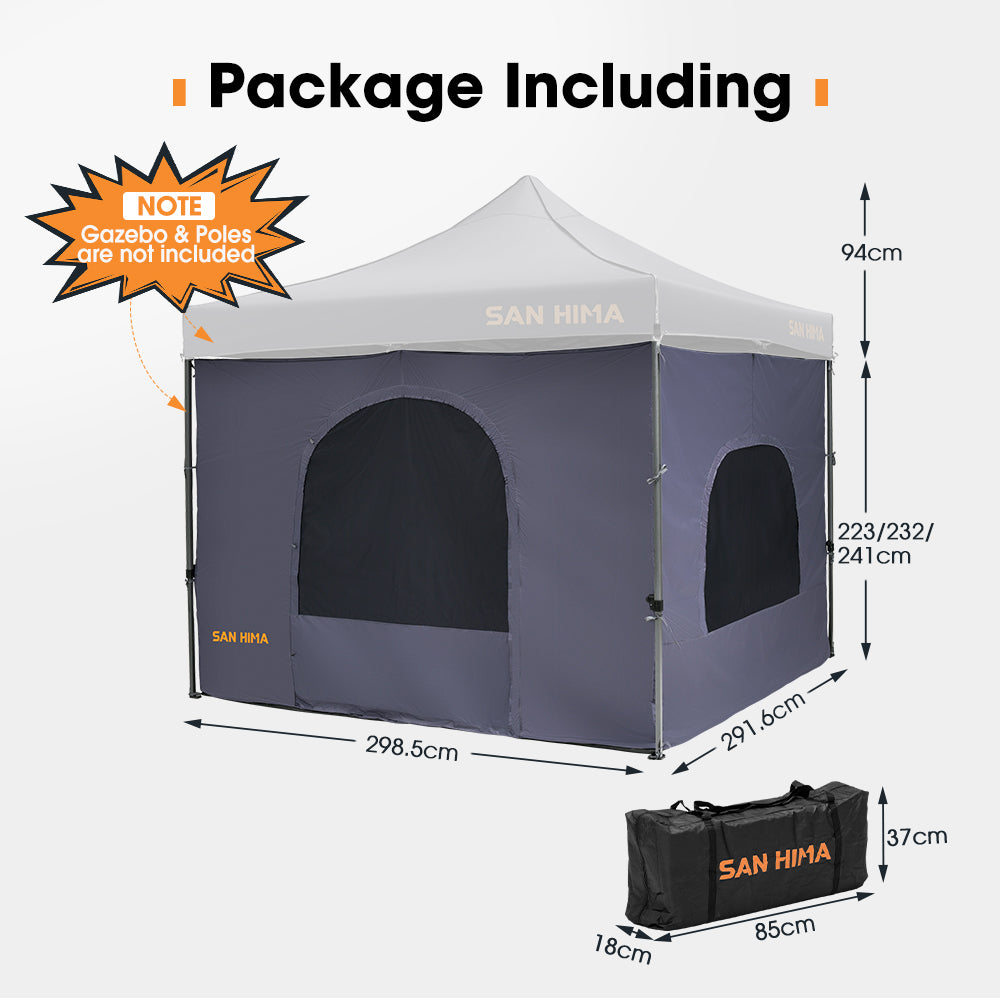 San Hima Portable Gazebo Inner Tent Waterproof 3m x 3m Zippered Outdoor Camping - Sunyee