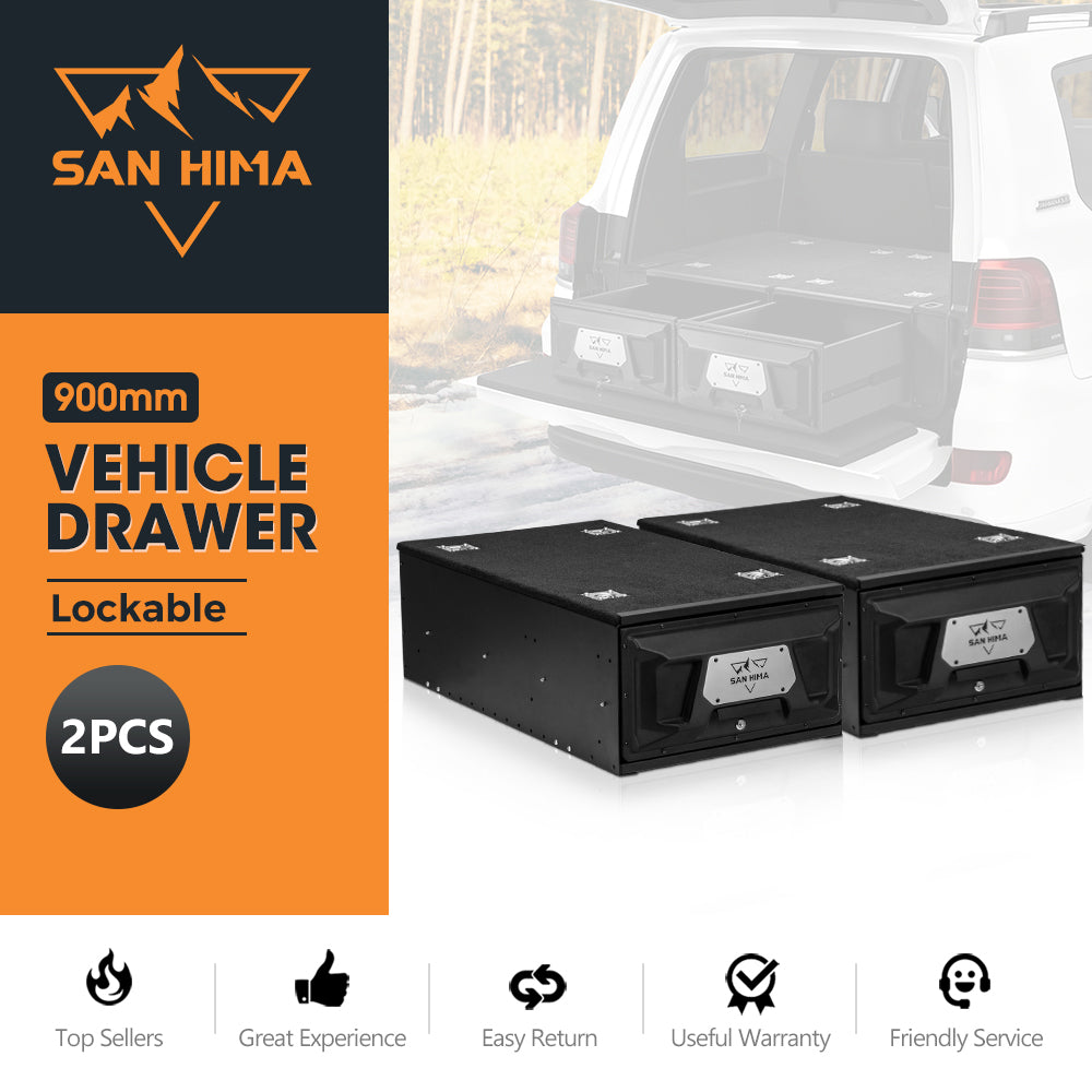 San Hima 2X 900mm 4WD Rear Drawer Vehicle Storage Lockable
