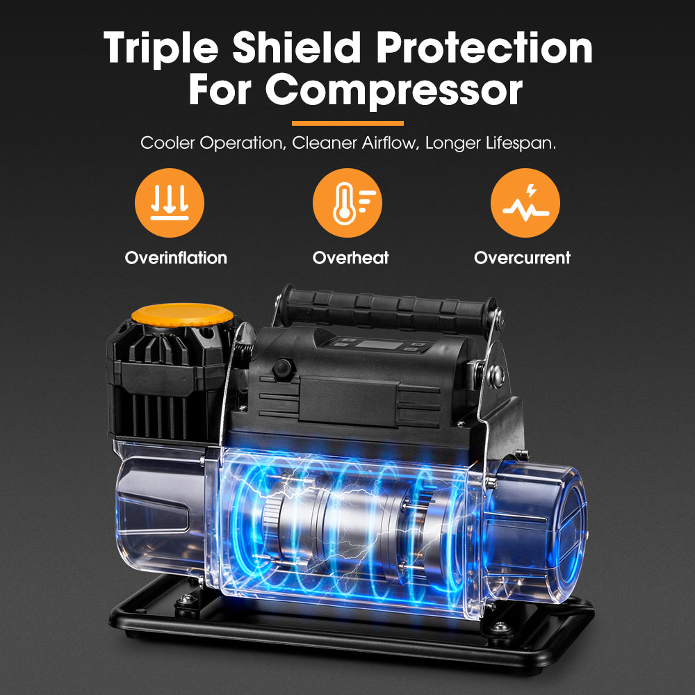 San Hima 12V Single Cylinder Air Compressor 200L/min 150PSI Digital Portable