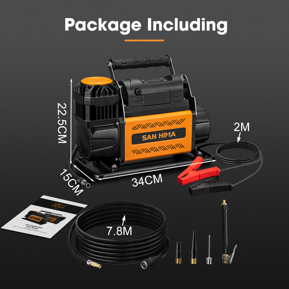 San Hima 12V Single Cylinder Air Compressor 200L/min 150PSI Digital Portable