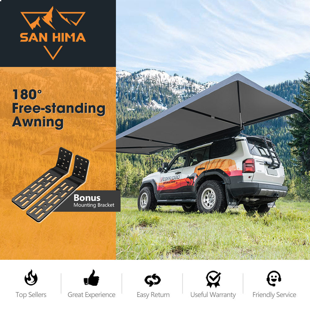 San Hima 180 Degree Awning Free Standing Car Camping 4x4 Awning With L Brackets - Sunyee