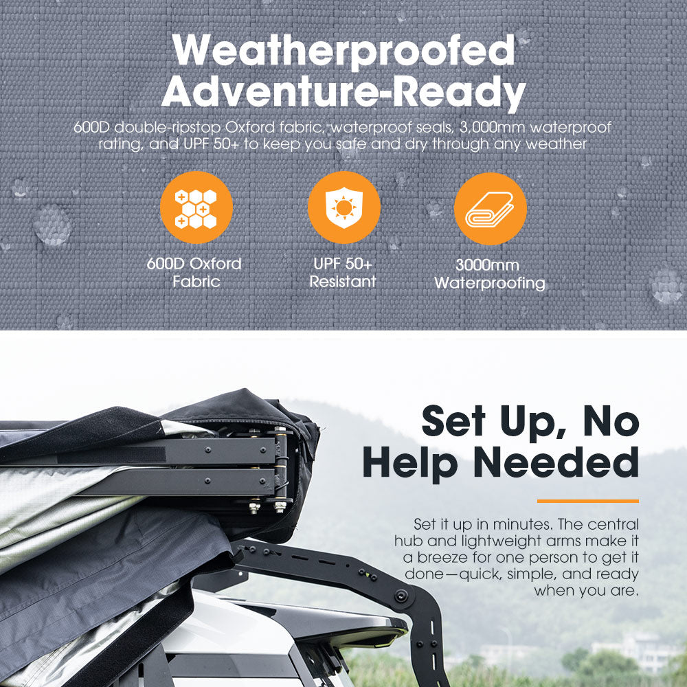 San Hima 180 Degree Awning Free Standing Car Camping 4x4 Awning With L Brackets - Sunyee