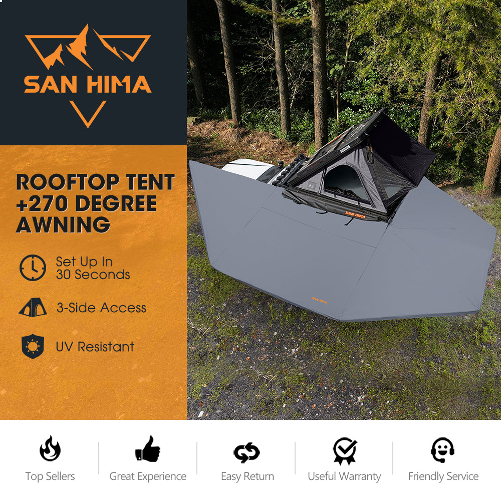 San Hima 270° Awning Passenger Side + Rooftop Tent & Rack + Double Camping Chair - Sunyee