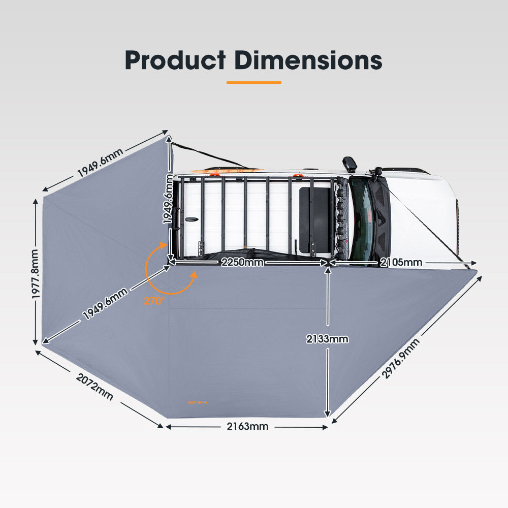 San Hima 270 Degree Awning Free Standing Car Camping With L Brackets Driver Side - Sunyee