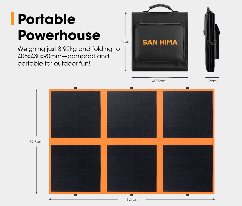 San Hima 12V 160W Folding Solar Blanket Flexible Blanket Kit Camping Charging