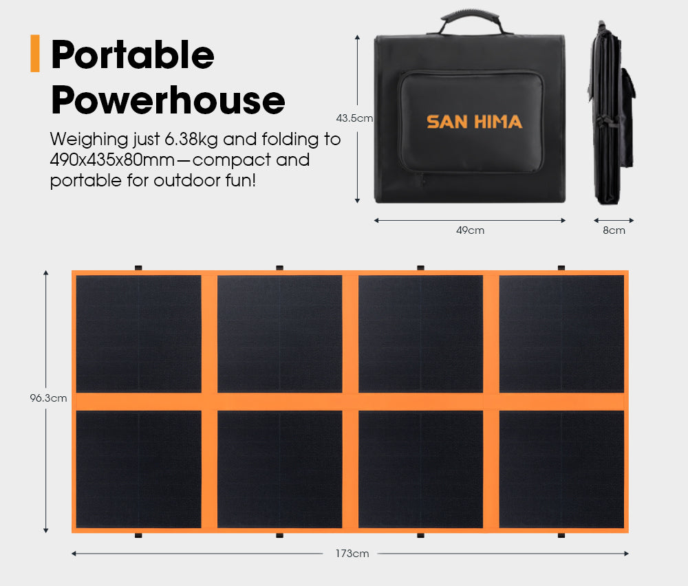San Hima 12V 260W Folding Solar Blanket Flexible Blanket Kit Camping Charging