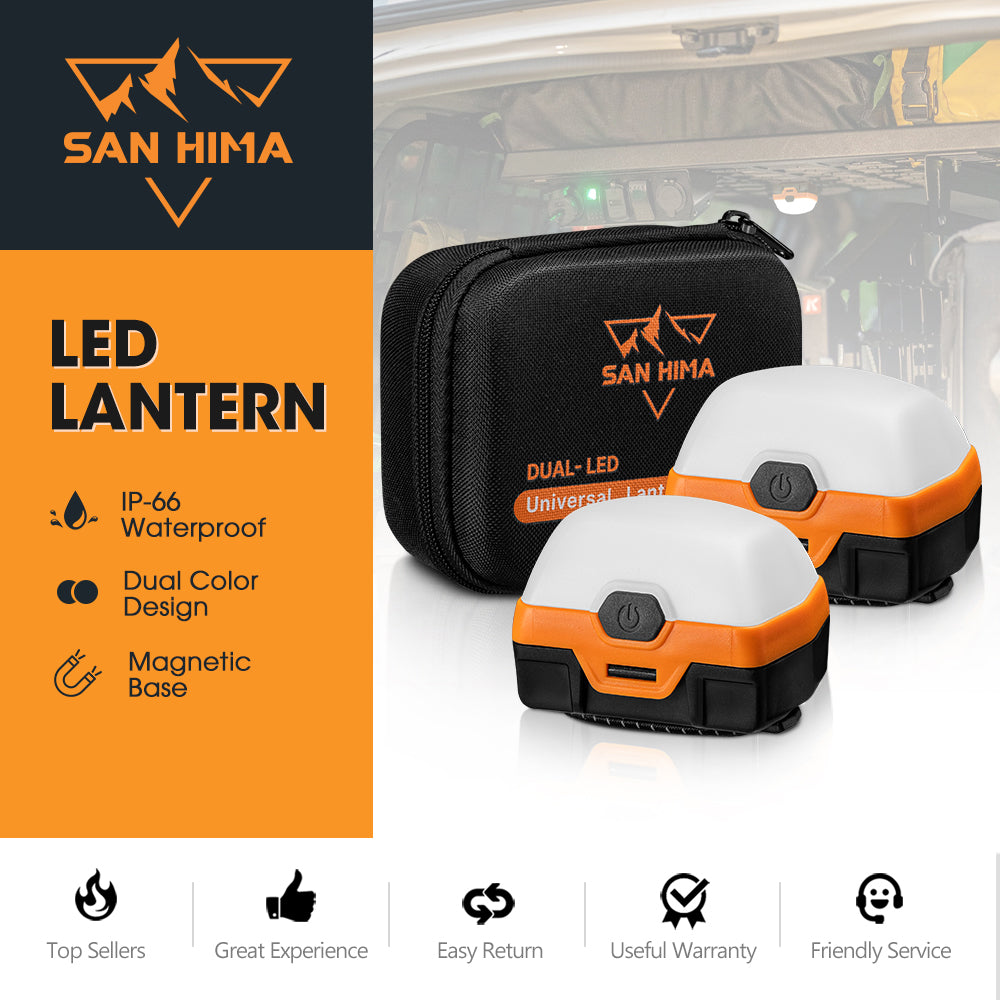 San Hima 4X 6X 8X Led Camping Lights Amber White w/ Lithium Battery Rechargeable - Sunyee