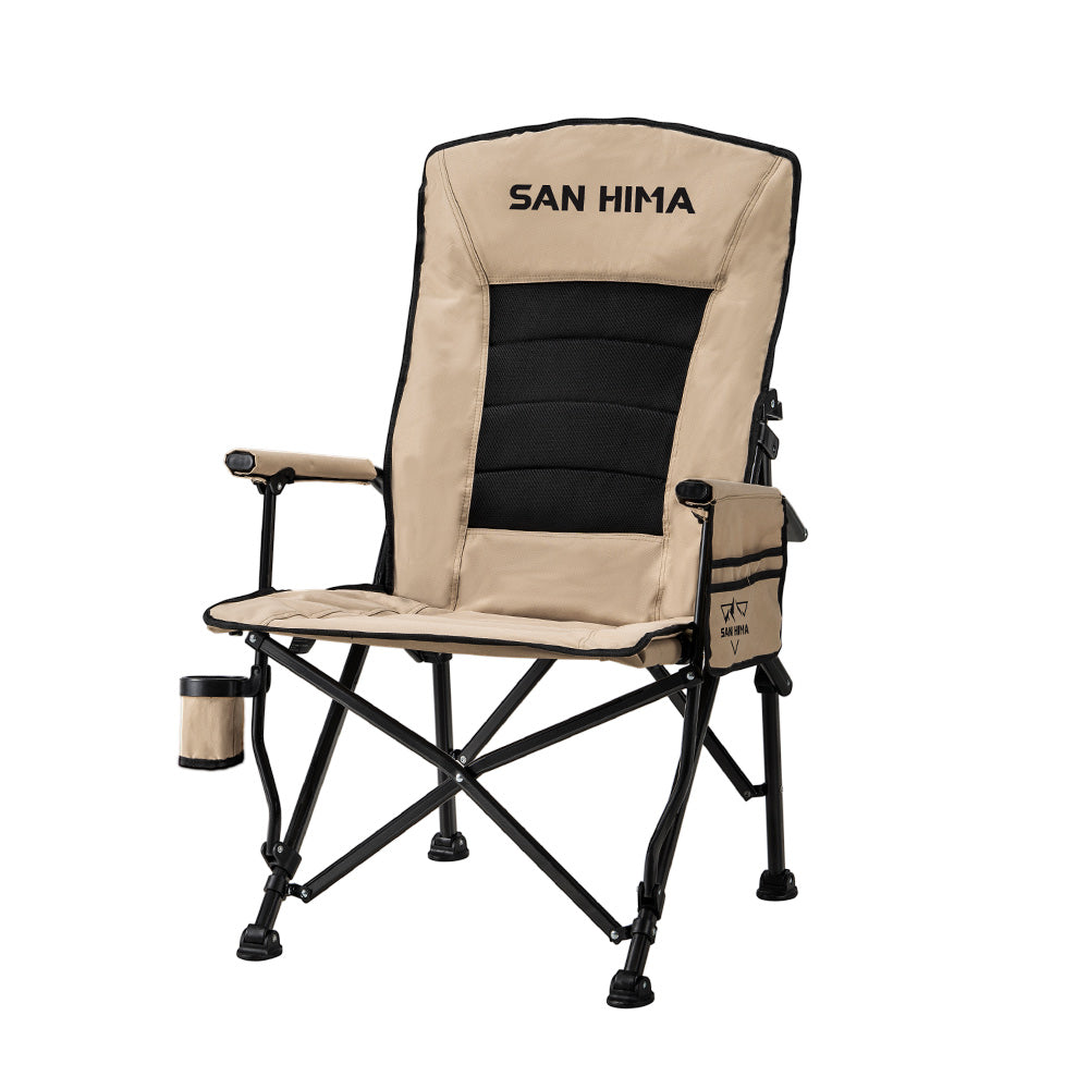 San Hima Folding Camping Chair Outdoor Portable Thick Padding Recliner Khaki - Sunyee