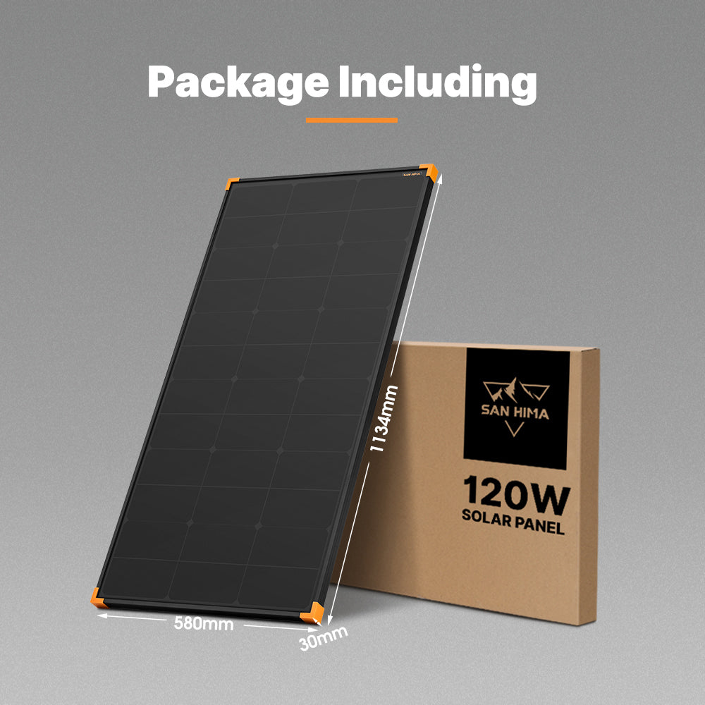 San Hima 120W Mono-HPBC Fixed Solar Panel Power Bypass Caravan Camping Battery