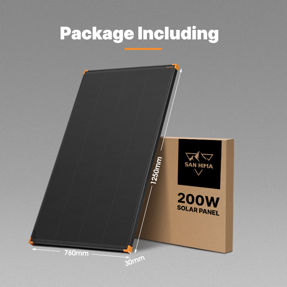 San Hima 200W Mono-HPBC Fixed Solar Panel Power Bypass Caravan Camping Battery