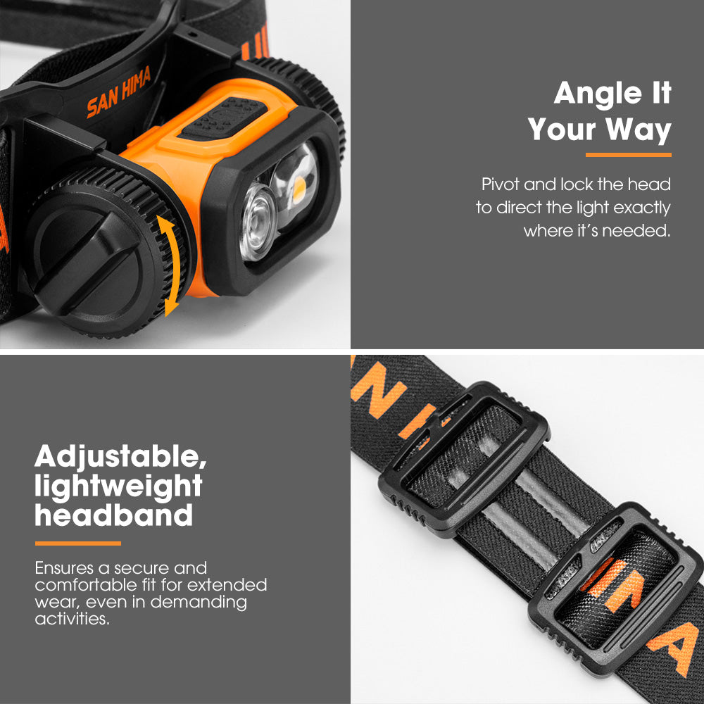 San Hima COB LED Head Torch Headlight Camping Rechargeable Headlamp Waterproof - Sunyee