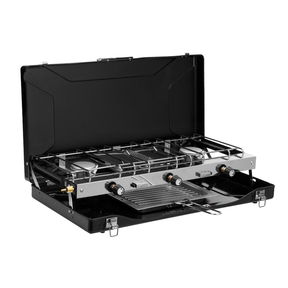 San Hima Camping Gas Stove Portable 3 Burner Outdoor BBQ Cooking 20400 BTU