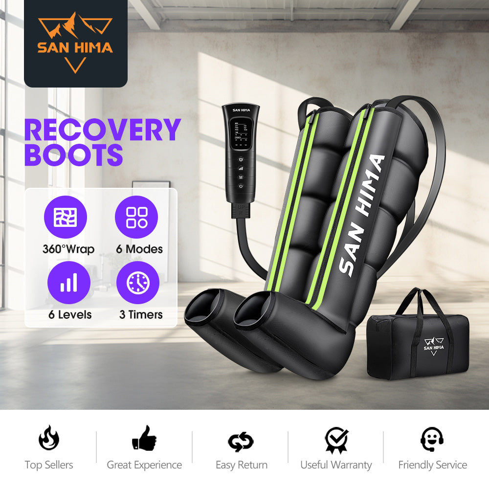 San Hima Air Compression Recovery Boots Full Leg Massager Relief Large Green - Sunyee