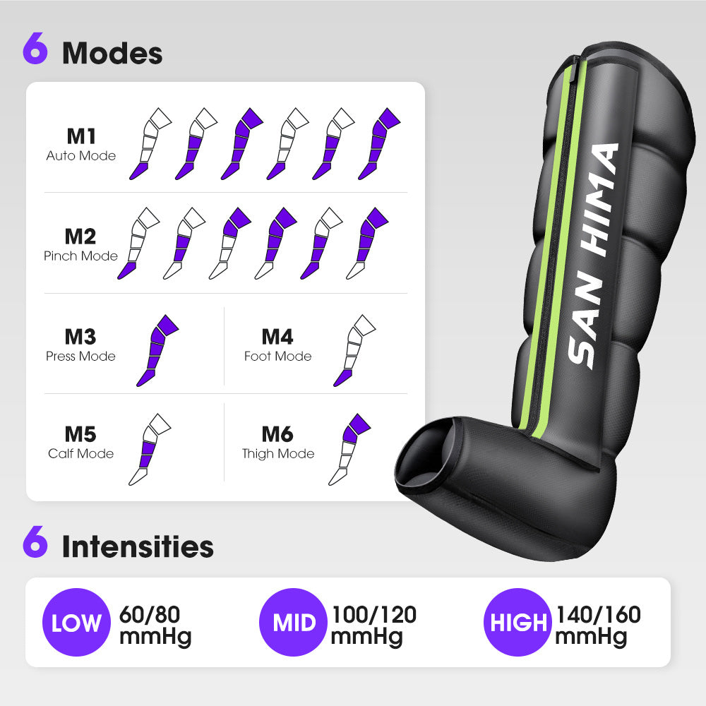 San Hima Air Compression Recovery Boots Full Leg Massager Relief Large Green - Sunyee