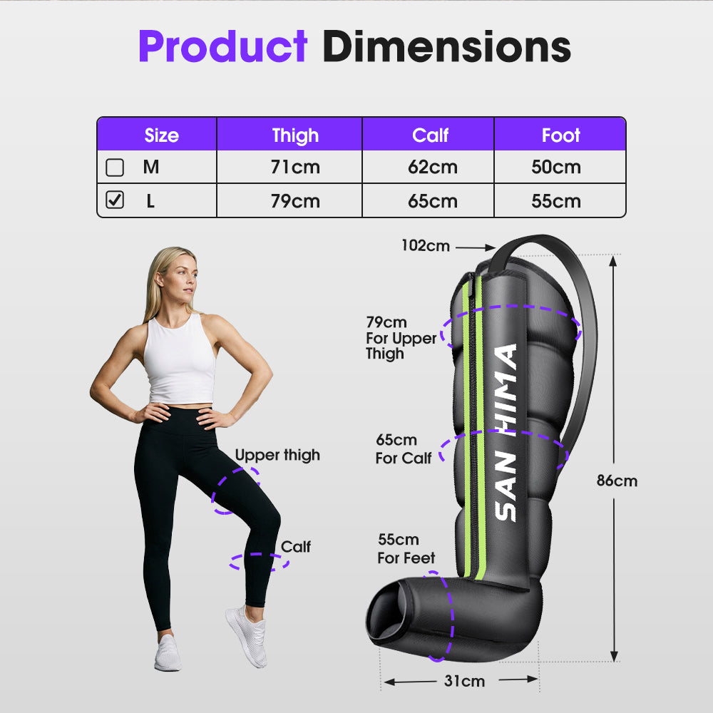 San Hima Air Compression Recovery Boots Full Leg Massager Relief Large Green - Sunyee