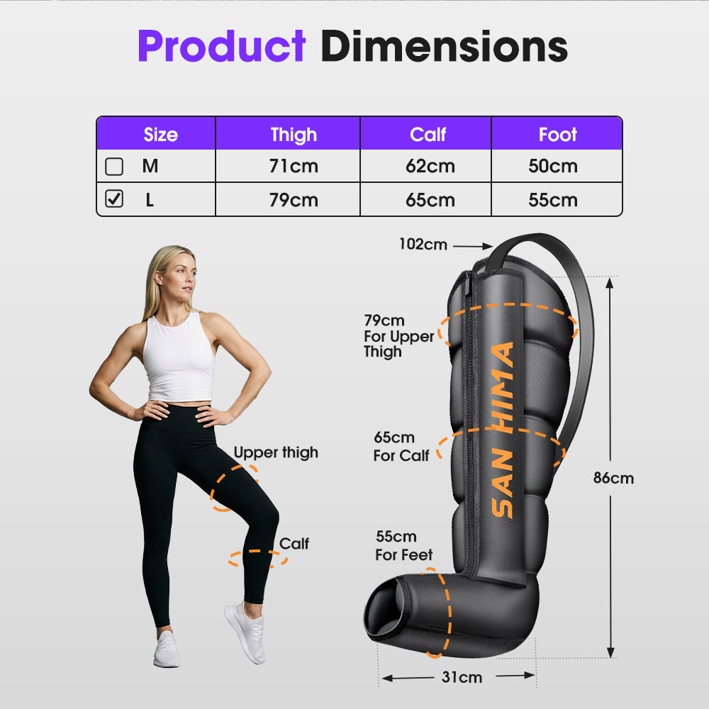 San Hima Air Compression Recovery Boots Full Leg Massager For Circulation Large