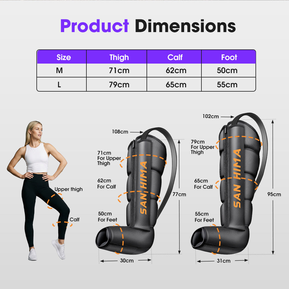 San Hima Air Compression Recovery Boots Full Leg Massager Relief Large/Medium - Sunyee