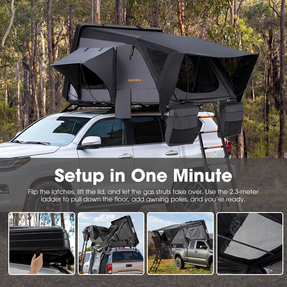 San Hima Jervis Rooftop Tent Hardshell With Ladder Camping Waterproof 4x4 4WD