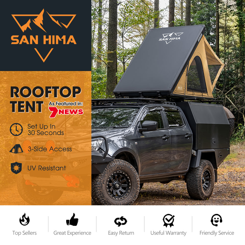 San Hima Kalbarri Lite Gen 2 Rooftop Tent Hardshell With Ladder Khaki 4x4 4WD - Sunyee