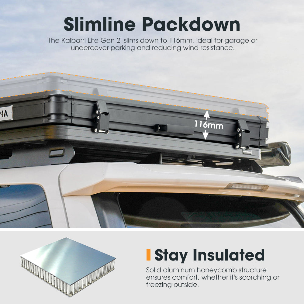 San Hima Kalbarri Lite Gen 2 Rooftop Tent Hardshell With Ladder Khaki 4x4 4WD - Sunyee
