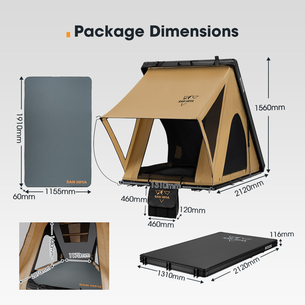 San Hima Kalbarri Lite Gen 2 Rooftop Tent Hardshell With Ladder Khaki 4x4 4WD - Sunyee
