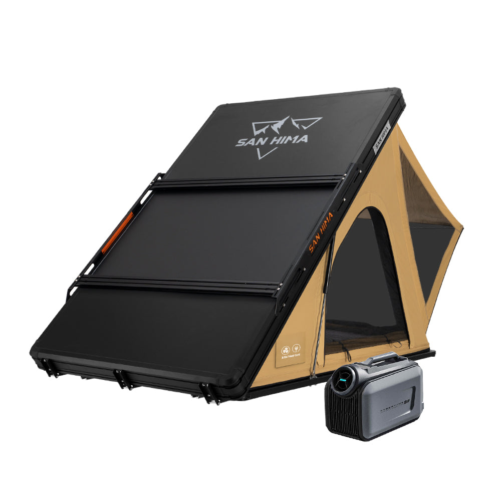 San Hima Kalbarri Lite Gen 2 Rooftop Tent Khaki + Rack + Cybertake Air Conditioner S2 Pro