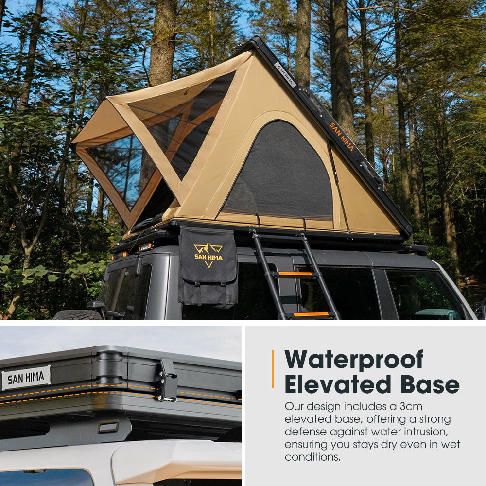 San Hima Kalbarri Lite Gen 2 Rooftop Tent Khaki + Rack + Cybertake Air Conditioner S2 Pro