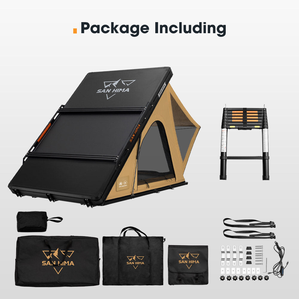 San Hima Kalbarri Lite Gen 2 Rooftop Tent Hardshell With Ladder & Rack Khaki