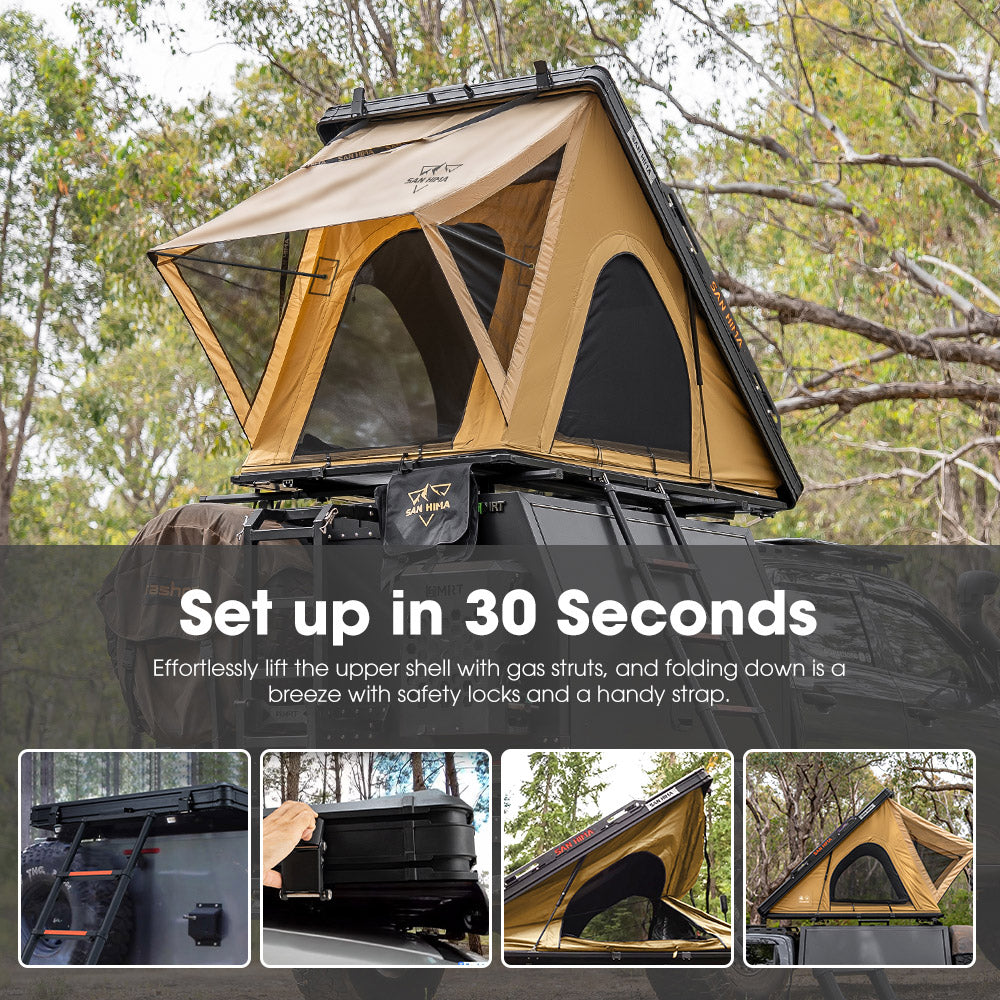 San Hima Kalbarri Lite Gen 2 Rooftop Tent With Ladder & Rack + 250W Solar Panel