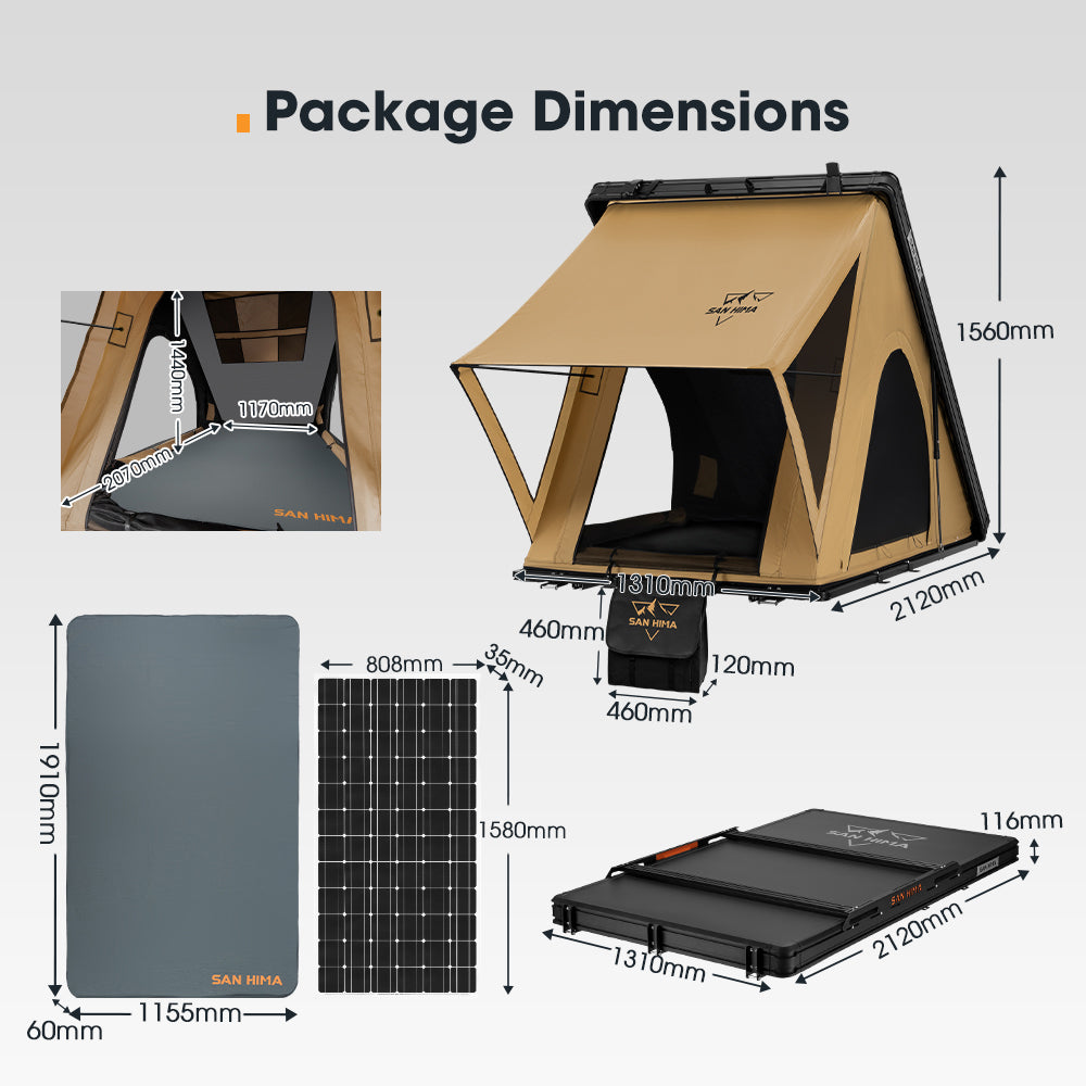 San Hima Kalbarri Lite Gen 2 Rooftop Tent With Ladder & Rack + 250W Solar Panel