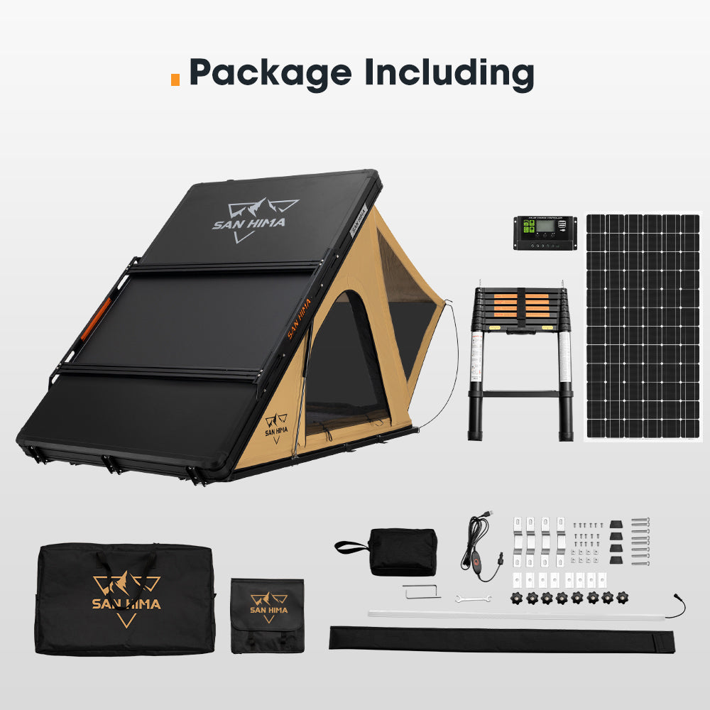 San Hima Kalbarri Lite Rooftop Tent Hardshell With Ladder&Rack+250W Solar Panel - Sunyee