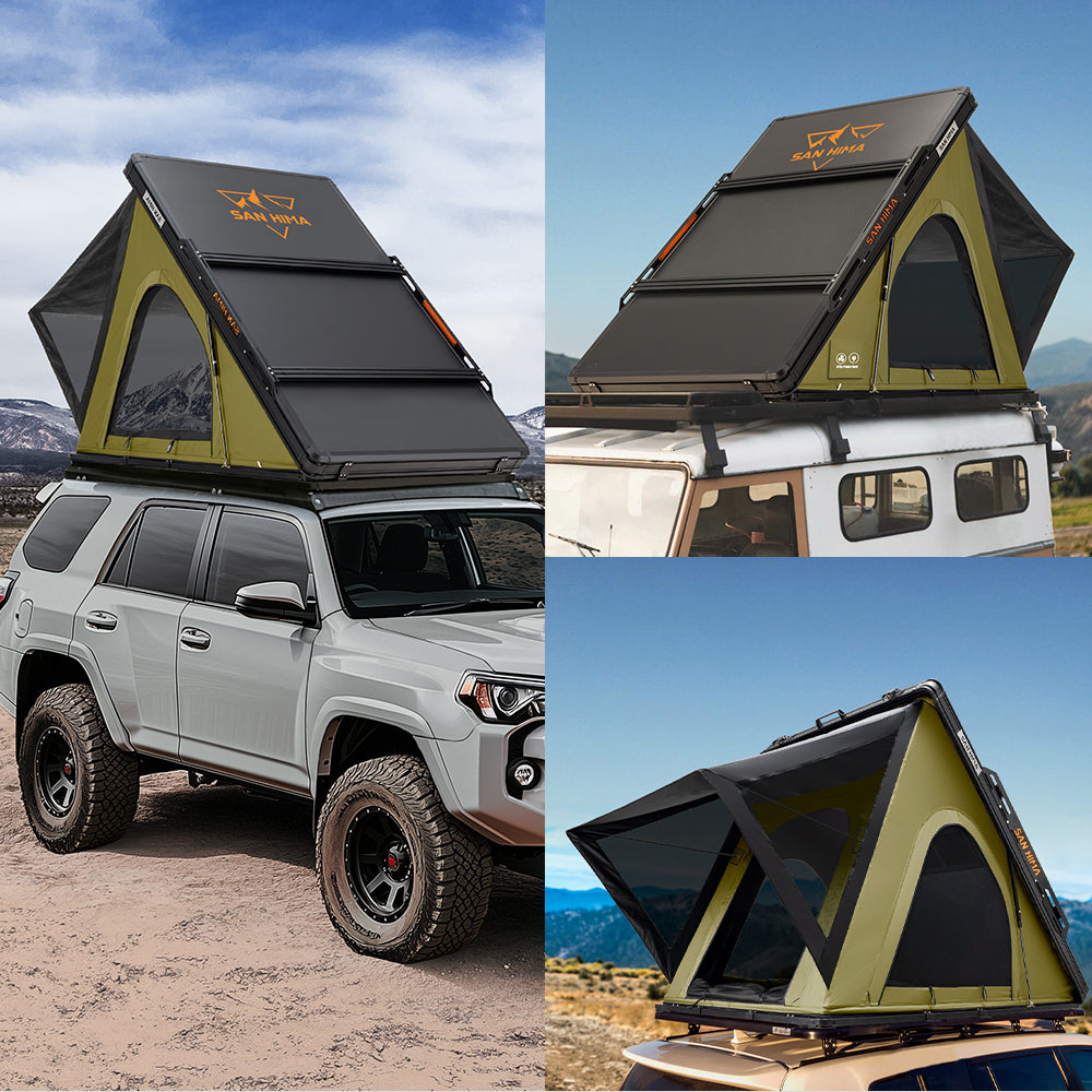 San Hima Kalbarri Lite Gen 2 Rooftop Tent Olive + Rack + Cybertake Air Conditioner S2 Pro