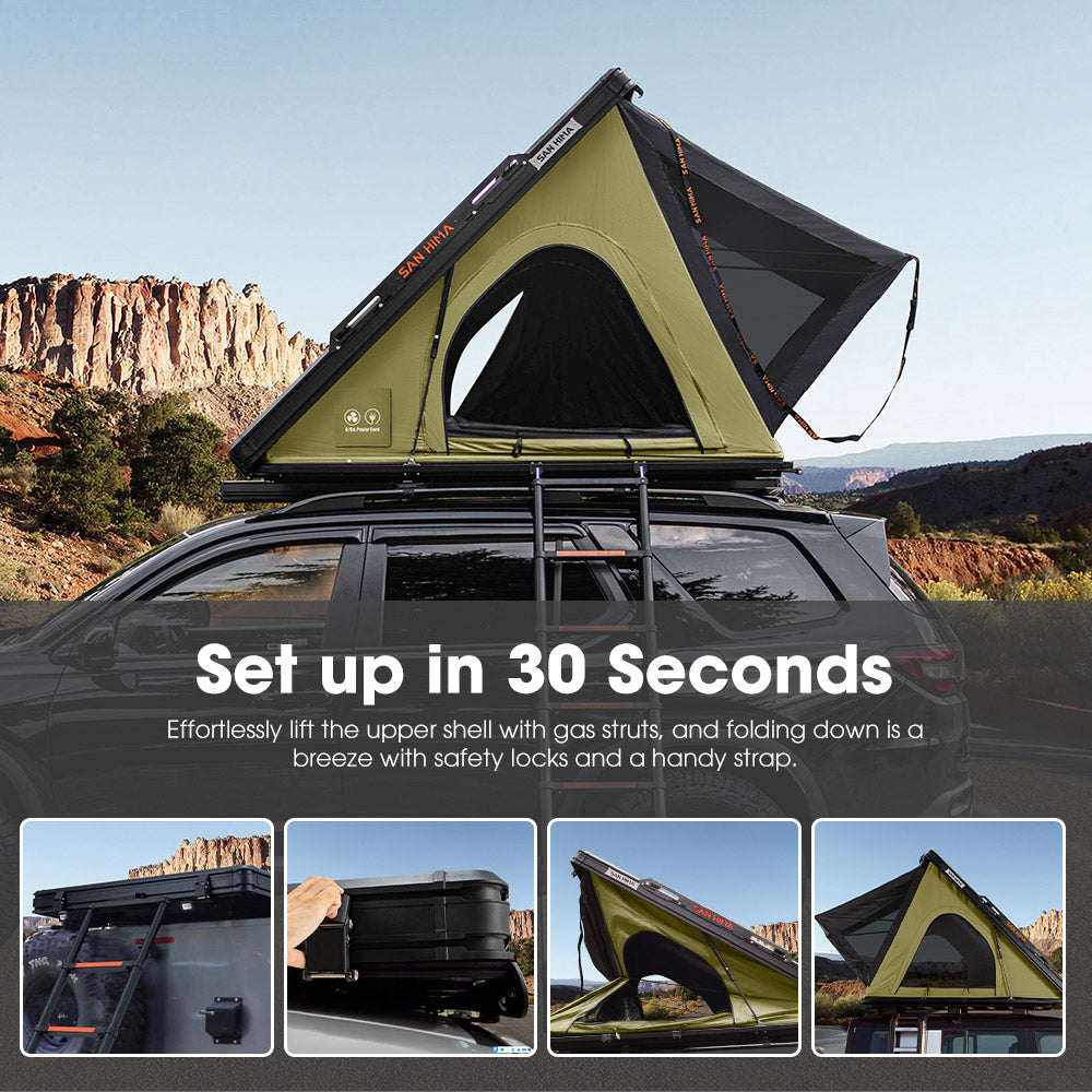 San Hima Kalbarri Lite Rooftop Tent Hardshell+Rack+200W Shingled Solar Panel