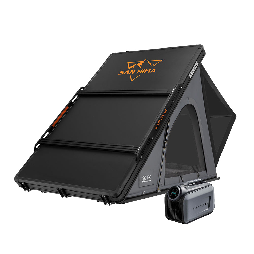 San Hima Kalbarri Lite Gen 2 Rooftop Tent Grey + Rack + Cybertake Air Conditioner S2 Pro
