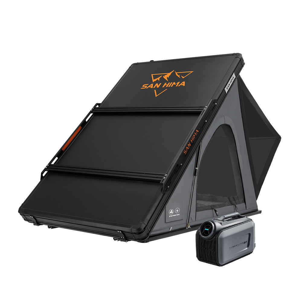 San Hima Kalbarri Lite Gen 2 Rooftop Tent Grey + Rack + Cybertake Air Conditioner S2 Pro