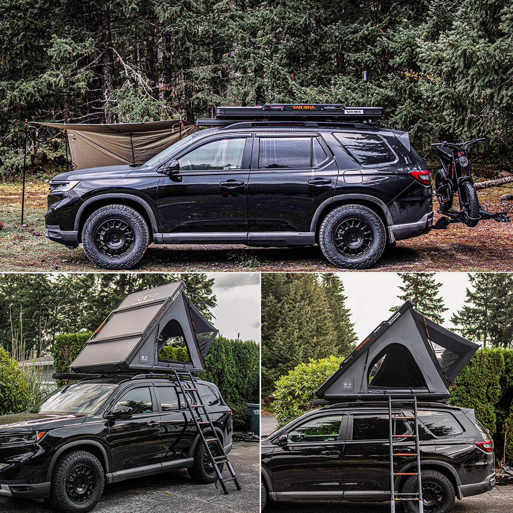 San Hima Kalbarri Lite Gen 2 Rooftop Tent Grey + Rack + Cybertake Air Conditioner S2 Pro