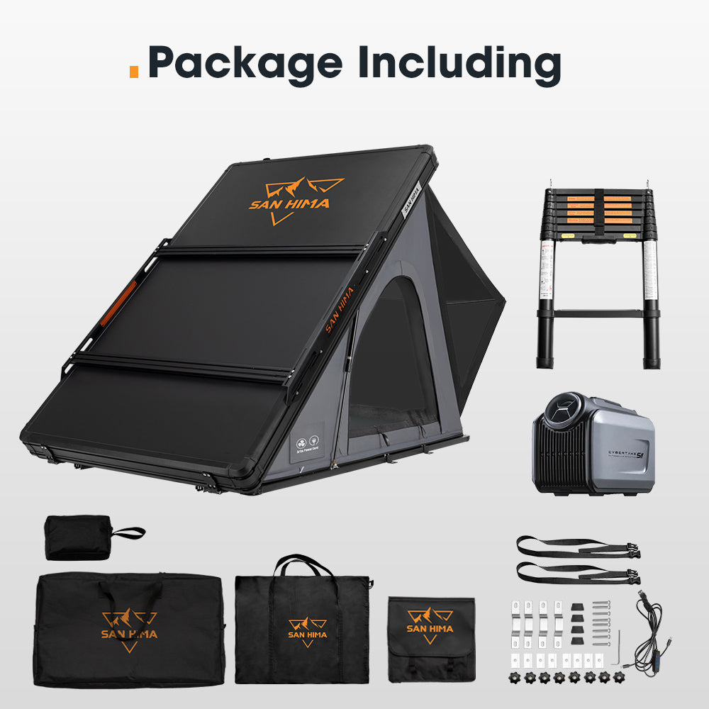 San Hima Kalbarri Lite Gen 2 Rooftop Tent Grey + Rack + Cybertake Air Conditioner S2 Pro