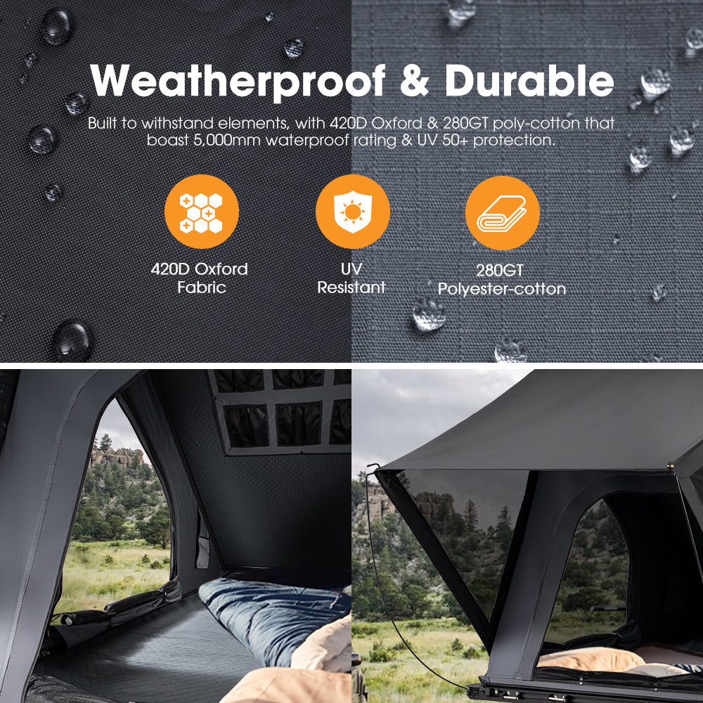 San Hima Kalbarri Lite Rooftop Tent Hardshell With Ladder & Rack Grey Camping - Sunyee