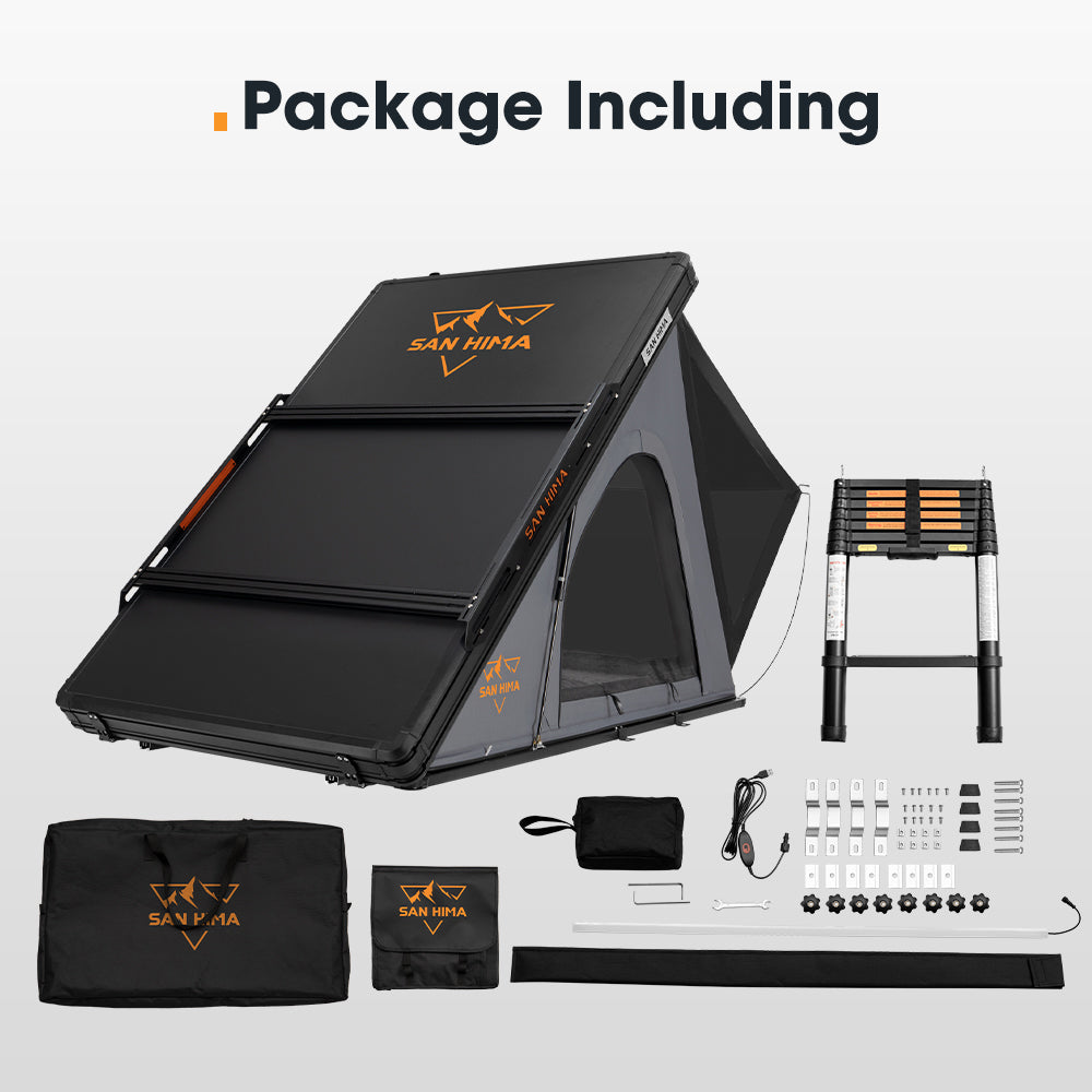 San Hima Kalbarri Lite Rooftop Tent Hardshell With Ladder & Rack Grey Camping - Sunyee