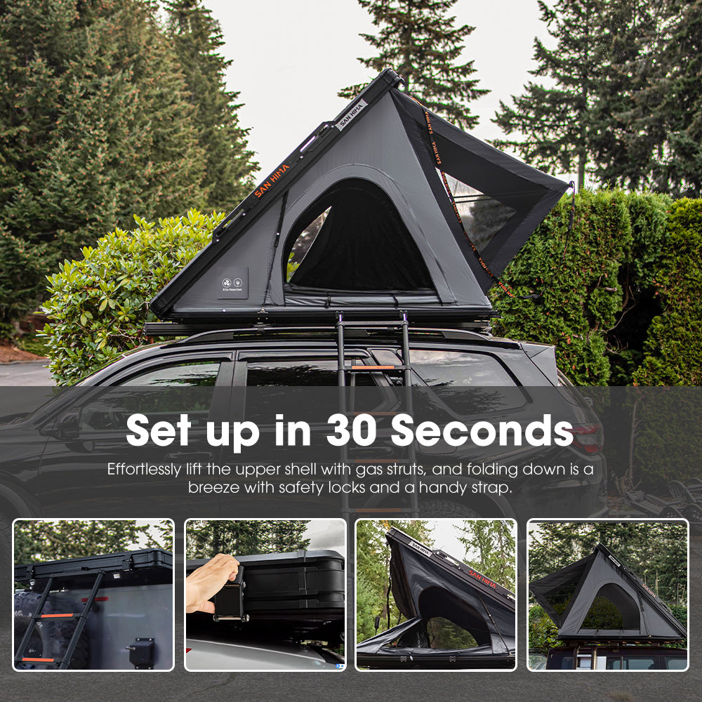 San Hima Kalbarri Lite Gen 2 Rooftop Tent Hardshell With Ladder & Rack Grey 4x4 - Sunyee