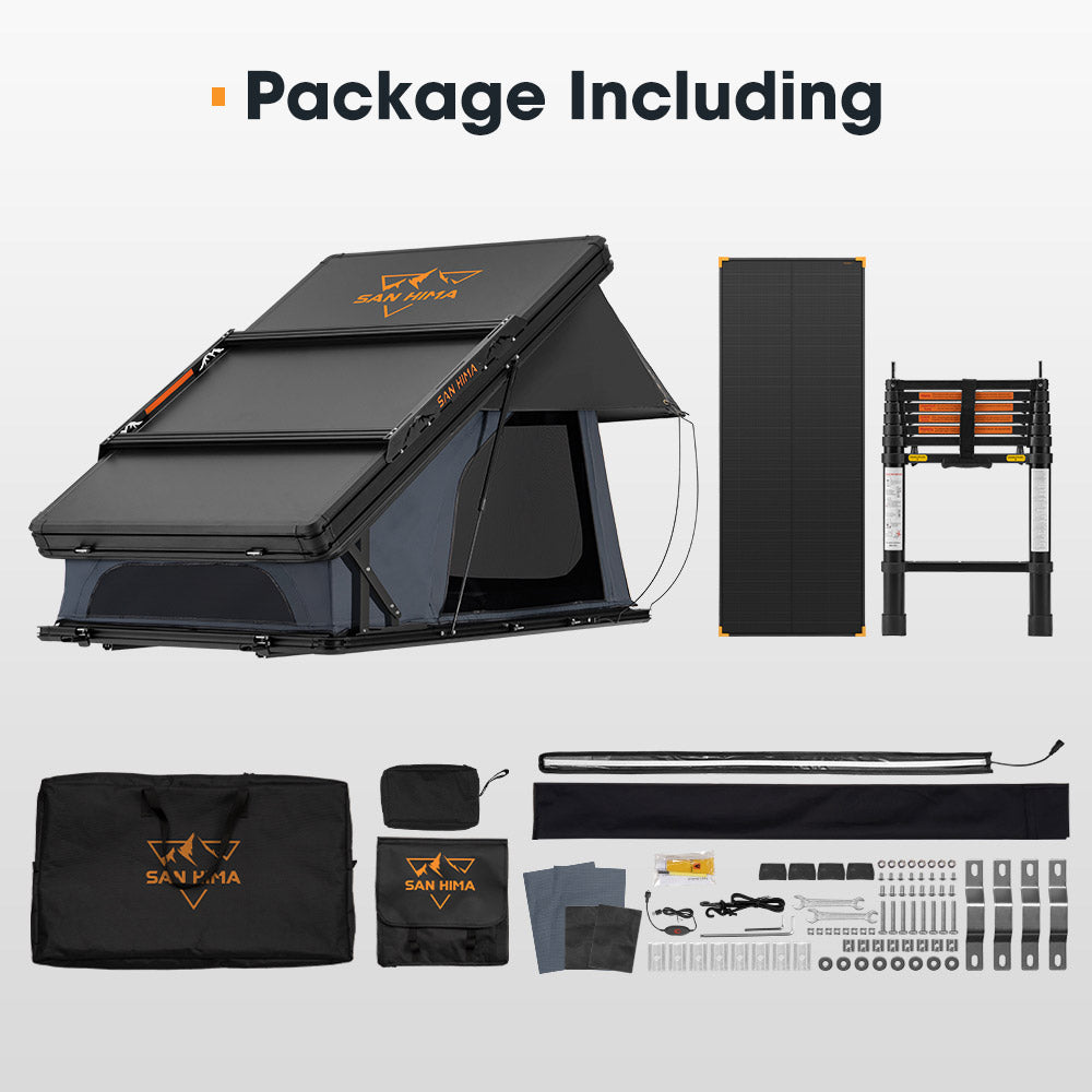 San Hima Kalbarri X Rooftop Tent Hardshell With Ladder + 120W Solar Panel - Sunyee