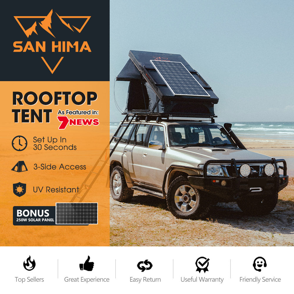 San Hima Kalbarri X Rooftop Tent Hardshell With Ladder + 250W Solar Panel - Sunyee