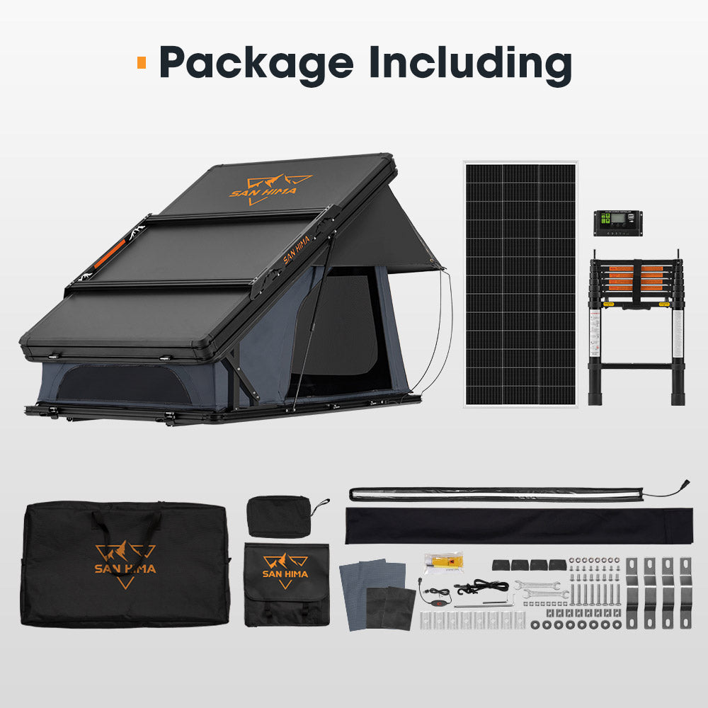 San Hima Kalbarri X Rooftop Tent Hardshell With Ladder + 200W Solar Panel - Sunyee