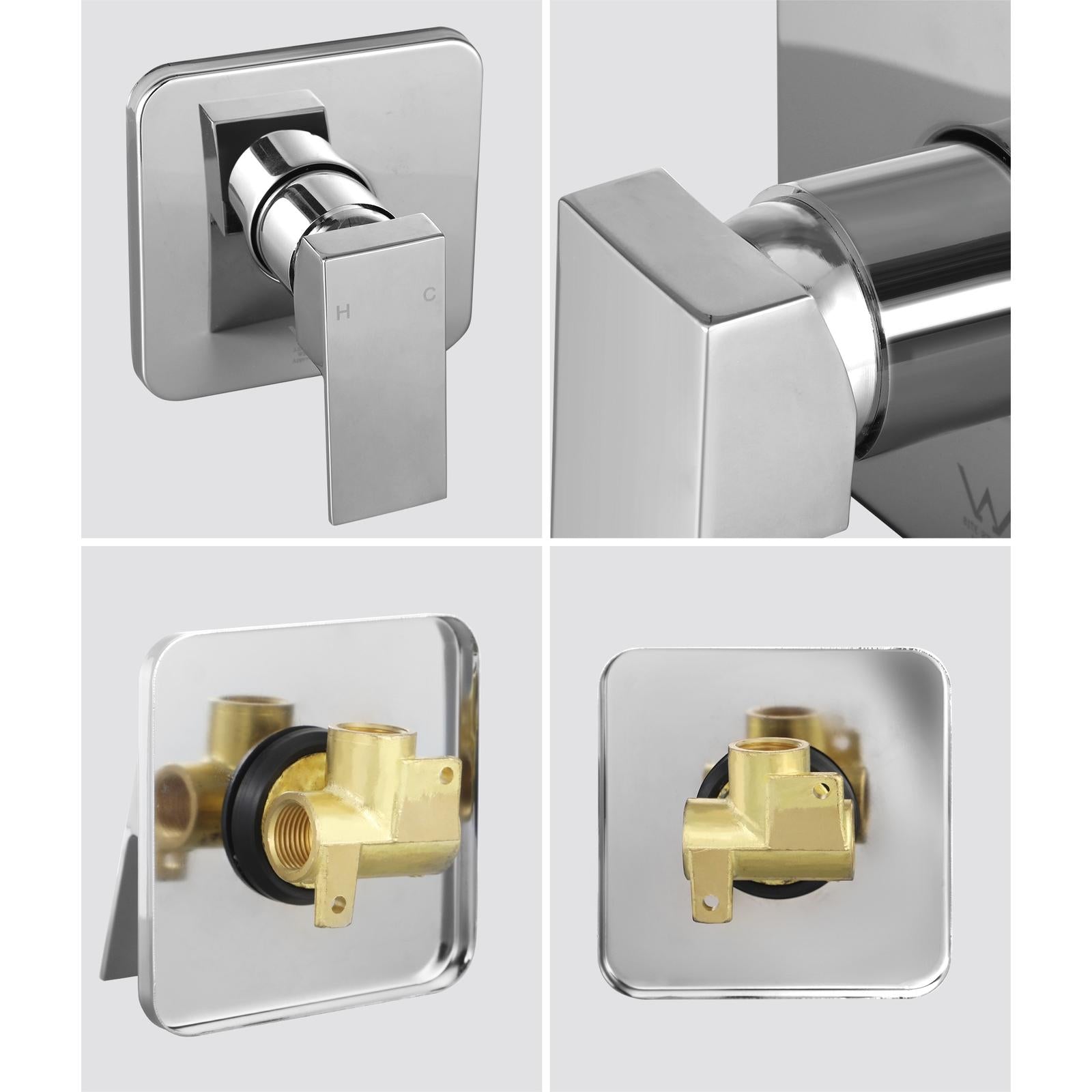 Welba Shower Mixer Tap Bathroom Wall Tapware Brass Tapware Square Chrome