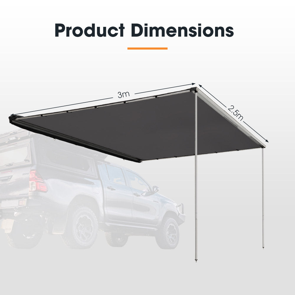 San Hima Car Side Awning 2.5x3m Pull-out Telescoping Poles Waterproof Car Shade - Sunyee
