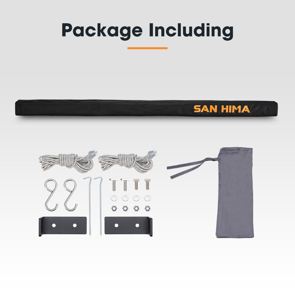 San Hima Car Side Awning 2.5x3m Pull-out Telescoping Poles Waterproof Car Shade - Sunyee